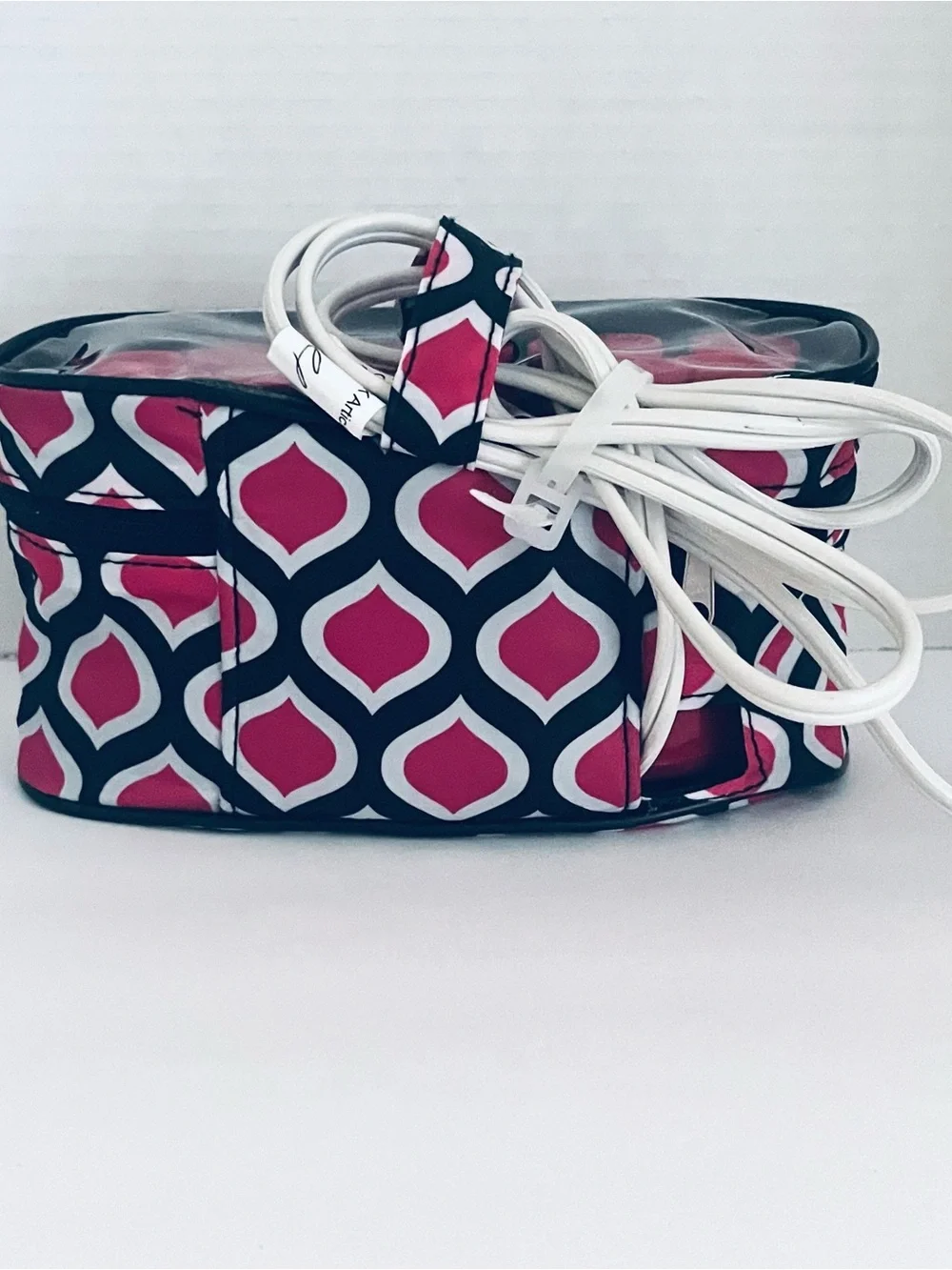 Conair Pink & Navy Patterned Heated Travel Rollerset Case & Clips
